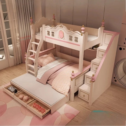 Cama alta deslizante con cajones de almacenamiento, modernas bases de lujo, literas principales para niños, cama de día blanca para niña, muebles de dormitorio