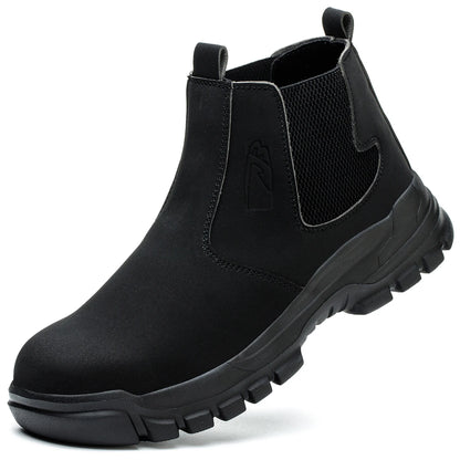 Zapatos de trabajo con botón giratorio para hombre, zapatillas de trabajo antiperforación, zapatos de seguridad de trabajo impermeables, botas tácticas con puntera de acero antideslizantes.