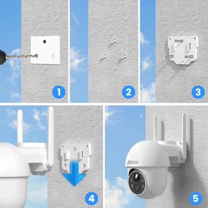 Cámara de seguridad WiFi con batería solar 1296P, rotación de 360°, detección de humanoides inalámbrica, alarma con sirena y sirena.