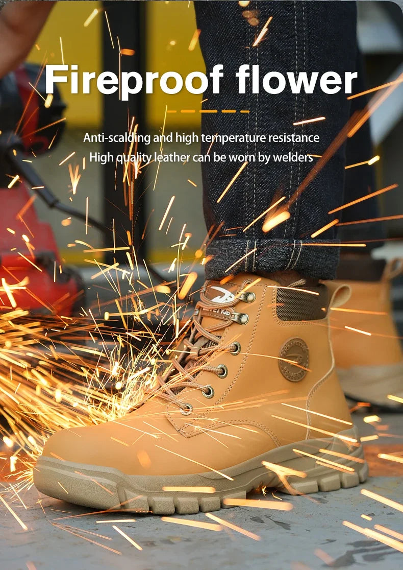 Bota de seguridad para hombre y mujer, resistente a impactos y pinchazos, con suela de goma ligera, forro interior cómodo y protección antisalpicaduras.