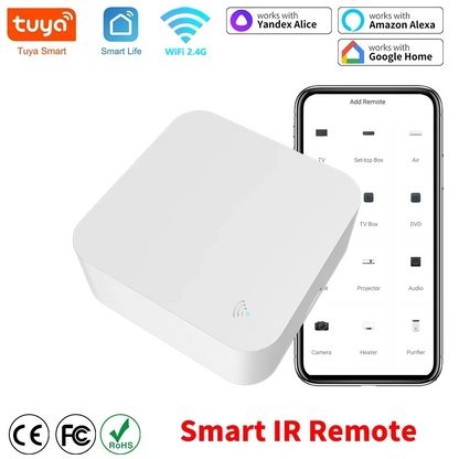 Control remoto inteligente Tuya WiFi IR universal para TV, aire acondicionado, control remoto Alexa, funciona con Google Home, Yandex y Google.