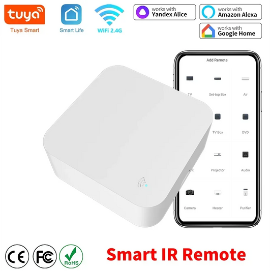 Control remoto inteligente Tuya WiFi IR universal para TV, aire acondicionado, control remoto Alexa, funciona con Google Home, Yandex y Google.