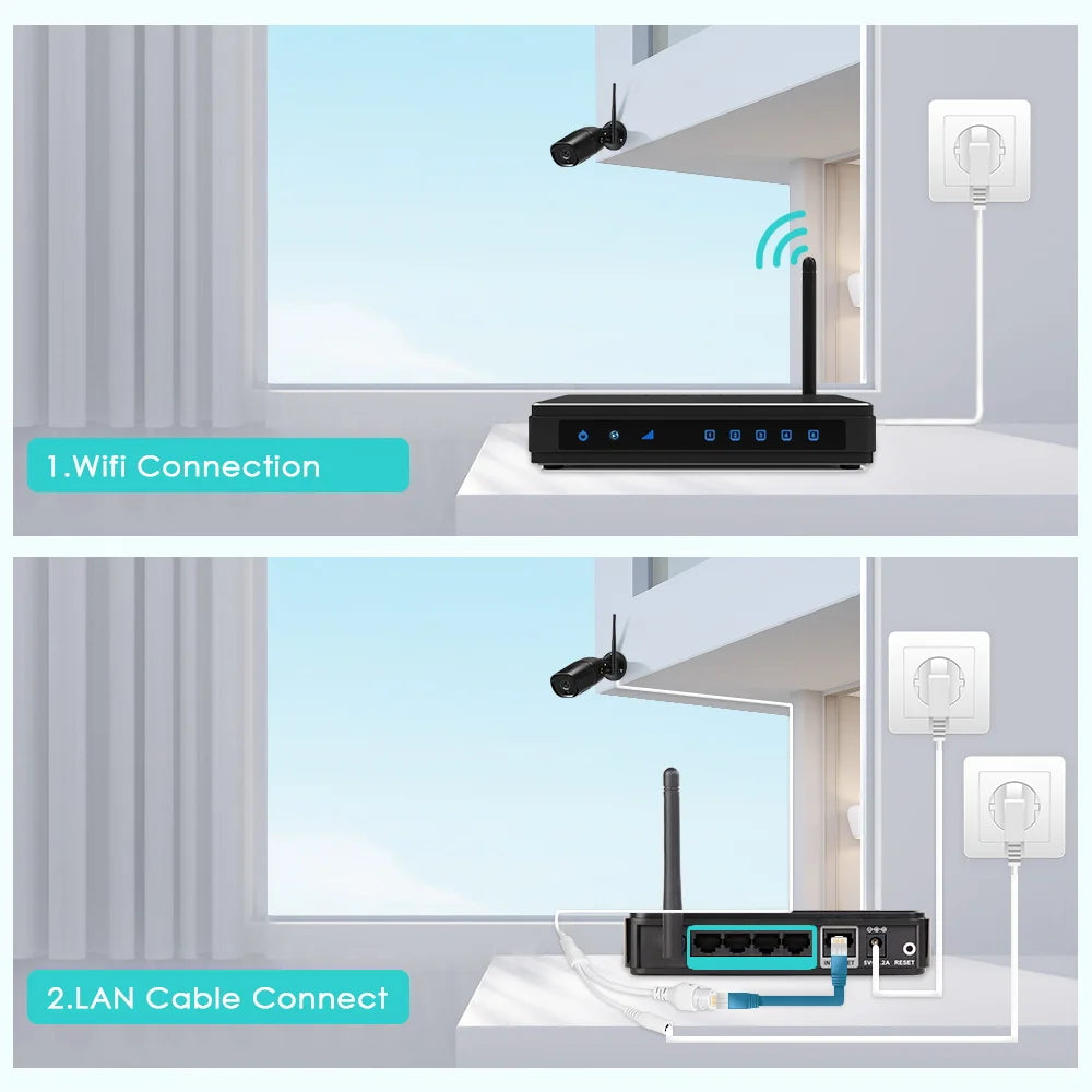 Cámara IP HD Abuntu de 5 MP con audio de 4 MP, compatible con H.265, ONVIF, detección humana por IA y Wi-Fi. Compatible con la aplicación ICSEE/XMeye.