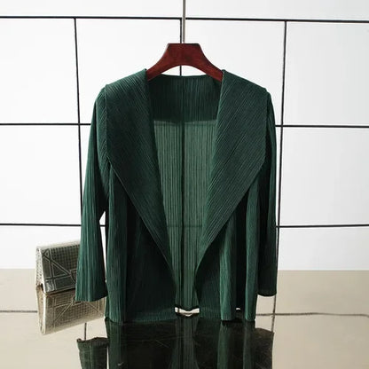 ALSEY Miyake - Cárdigan plisado de color liso para mujer, camiseta de verano, nuevas camisas y blusas holgadas, ropa estética holgada