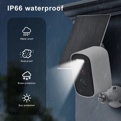 Cámara solar inalámbrica de 4 MP con sensor de movimiento, cámara IP WiFi HD 1440P, cámara de vigilancia CCTV con energía solar para exteriores