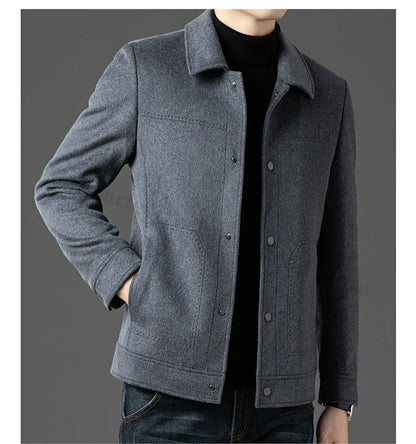 2025 Winter Wool Jacket Male New High Fashion Business Casual Thickening Coat Classic Business Style Windproof Warm TrenchCoat