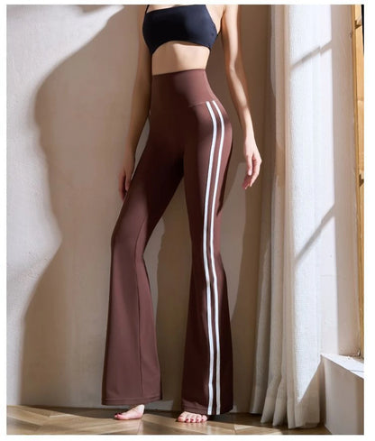 Women Yoga Flare Leggings Fitness Push Up High Waist Wide Leg Workout Pants Gym Elastic Tights Exercise Sport Pant Bell Bottomed