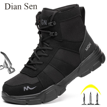 Botas de trabajo, zapatos de seguridad indestructibles, zapatos con punta de acero para hombre, zapatillas antipinchazos, zapatos de trabajo antideslizantes para mujer, botas tácticas para hombre