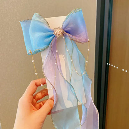 Accesorios para el cabello de moda para niñas, lindas y coloridas horquillas con lazo de gasa, pinzas para el cabello para niñas, accesorios para el cabello, horquillas.