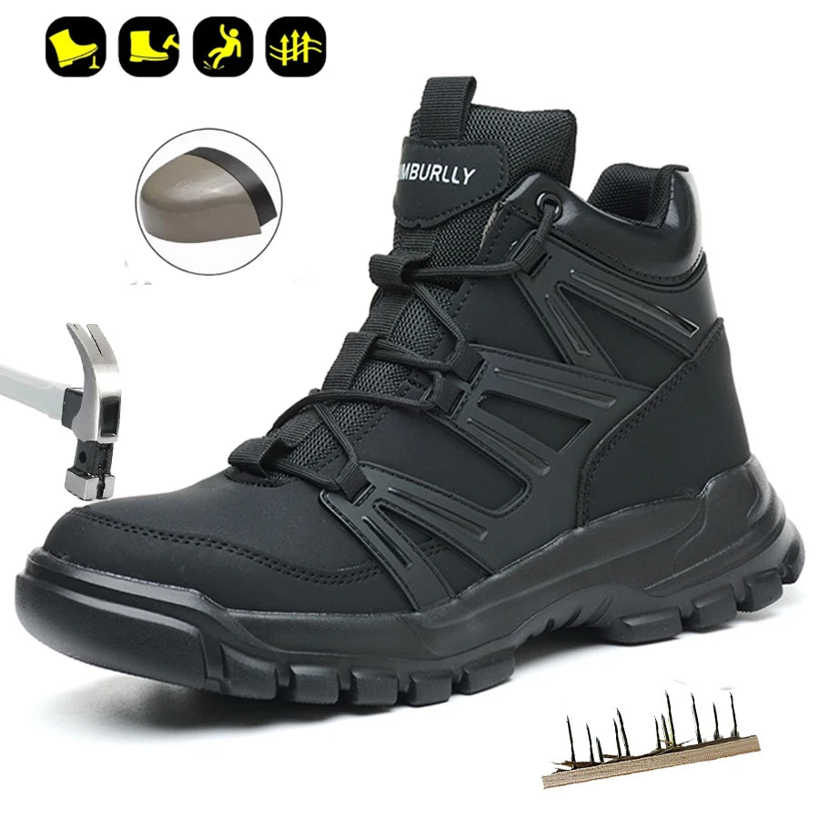 Botas de seguridad protectoras, zapatos de seguridad laboral, botas de seguridad de invierno para hombre, zapatos de trabajo antiperforación, botas de trabajo con punta de acero, indestructibles.