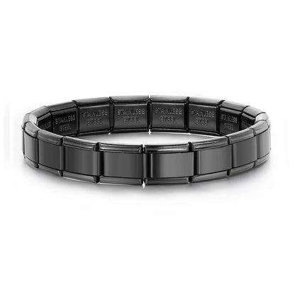 Pulsera GEMOSA de acero inoxidable con dijes italianos de 9 mm de ancho, cadena de eslabones elásticos, joyería DIY de alta calidad.
