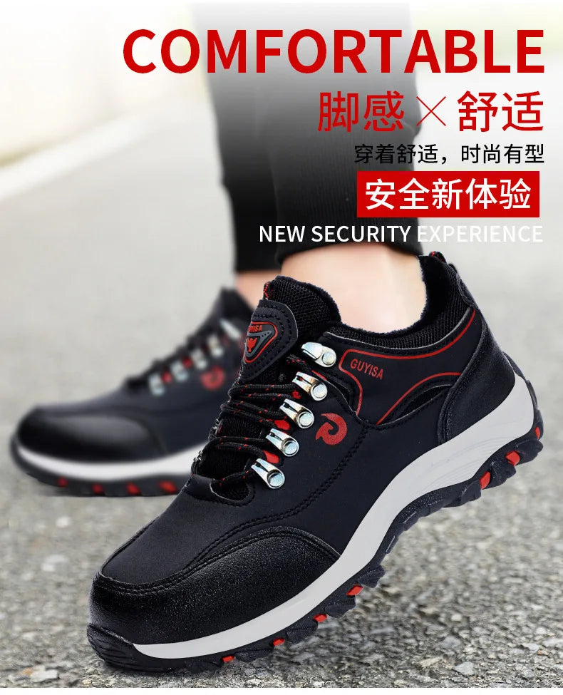 Zapatos de trabajo con forro polar para hombre y mujer, con puntera de acero, resistentes a perforaciones, acolchados y cálidos. Calzado de trabajo protector para mujer y hombre.