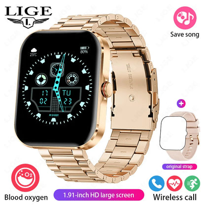 LIGE - Reloj inteligente para hombre, pantalla de 1,91 pulgadas, Bluetooth, llamadas, más de 100 modos deportivos, monitorización del sueño, resistente al agua, para mujer (regalo 2025)