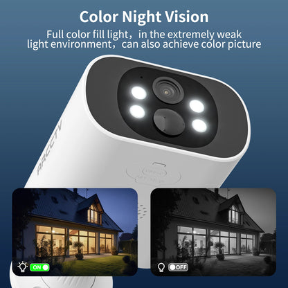 Kit de cámara ARCCTV de 4 MP con batería solar y wifi, sistema de vigilancia y alarma con sirena y detección humanoide, para exteriores.