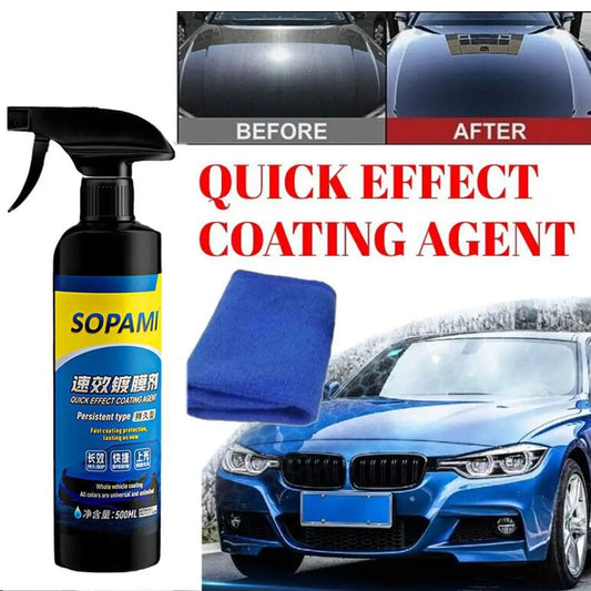 Spray de recubrimiento para autos Sopami, nanocerámica, de efecto rápido, agente de recubrimiento para autos, spray de cera para autos, spray de pulido, protección para autos