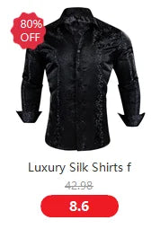 Camisas de seda de diseño para hombre en azul, dorado, verde, rojo, blanco y negro. Estampado cachemir bordado. Corte ajustado. Blusas casuales de manga larga.