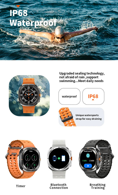 Reloj inteligente Vwar Watch 7 Ultra de 47 mm, IP68, resistente al agua, Bluetooth, llamadas, brújula, para hombre y mujer, pantalla AMOLED de 1,43", SpO2