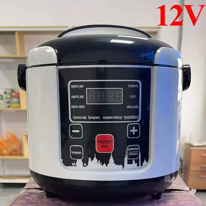 Mini olla arrocera eléctrica de 2 l, olla arrocera portátil para coche, 12 V/24 V, para coche y camión. Menú en inglés/ruso.