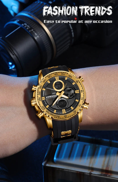 Nuevo reloj cronógrafo deportivo informal para hombre, con correa de silicona, de cuarzo, con esfera grande y punteros luminosos, resistente al agua