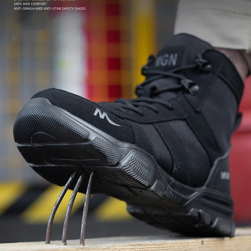 Botas de seguridad indestructibles para hombre, botas militares para exteriores, botas de trabajo antiaplastamiento y antipinchazos, calzado industrial para hombre, botas desierto.