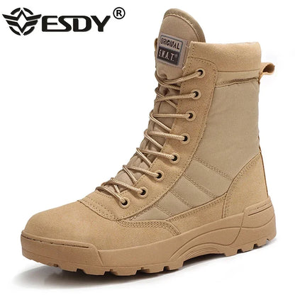 Botas de combate para hombre, botines tácticos de caña alta (tallas 36-46), calzado de seguridad para trabajo, botas de motociclista.