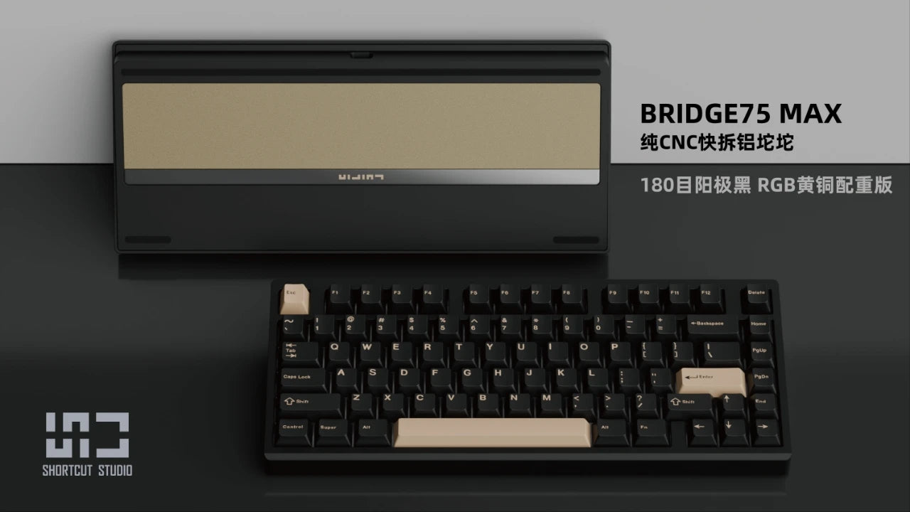Teclado mecánico inalámbrico ShortCut Studio Bridge75 con Bluetooth, 3 modos RGB, personalizado, de aluminio de larga duración.