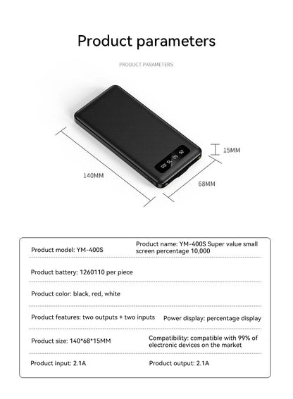Batería externa portátil Xiaomi de 500.000 mAh y 120 W de carga ultrarrápida de gran capacidad con pantalla digital LED para teléfonos.