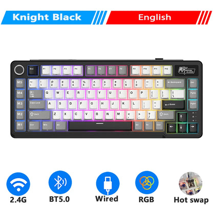 RK ROYAL KLUDGE L75 Teclado mecánico personalizable con cinco teclas de acceso directo, estructura de junta, retroiluminación RGB de tres modos, teclado para gamers