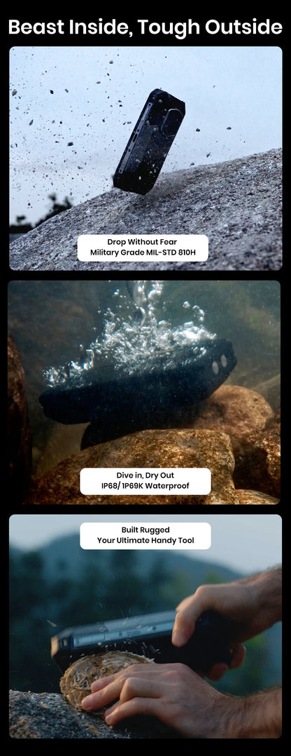 Teléfono móvil resistente Fossibot F107 Pro, 30 (12+18) GB + 512 GB, Android 15, batería de 28000 mAh, carga rápida de 66 W, cámara de 200 MP + 32 MP, 5G, NFC/GPS, doble linterna brillante.