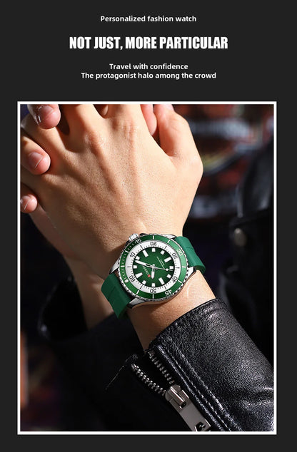 CURREN 8448 Reloj de cuarzo de moda para hombre, reloj de pulsera deportivo con correa de silicona, luminoso, resistente al agua y esfera grande para exteriores