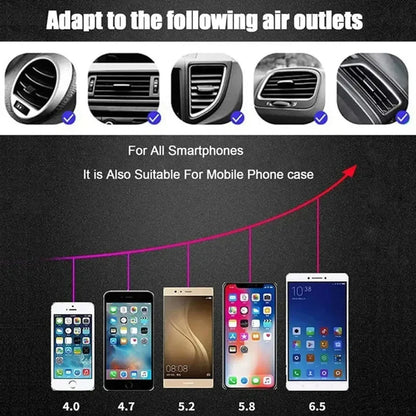 Soporte de carga inalámbrica para coche con inducción infrarroja y abrazadera para rejilla de ventilación, compatible con iPhone 16~12 Pro Max y Samsung Galaxy S25/S24. Carga rápida.
