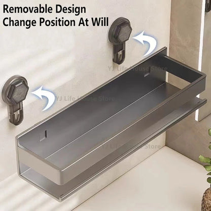 Estante de cocina con ventosa, de aluminio, para especias, organizador de condimentos de pared, sin necesidad de taladrar.