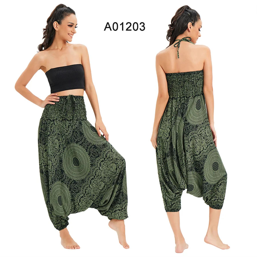 Bohemian Pants Women Pantalones Mujer Hippie High Waist Rayon Harem Baggy Boho Yoga Beach Wear Pour Femme Calca Feminina Printed