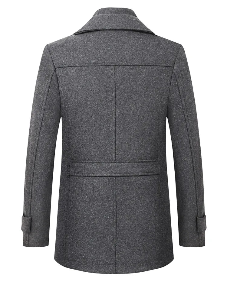 2025 High quality men's wool coat medium length double collar winter plus cotton thickened wool coat men's coat