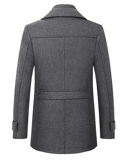 2025 High quality men's wool coat medium length double collar winter plus cotton thickened wool coat men's coat