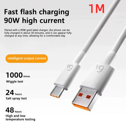 Cargador Xiaomi de 90 W, carga rápida y eficiente, adaptador de corriente de pared con turbocompresor, cable tipo C de 1/1,5/2 m y 6 A para Mi 15, 14 Ultra Pro, POCO X7 y X6