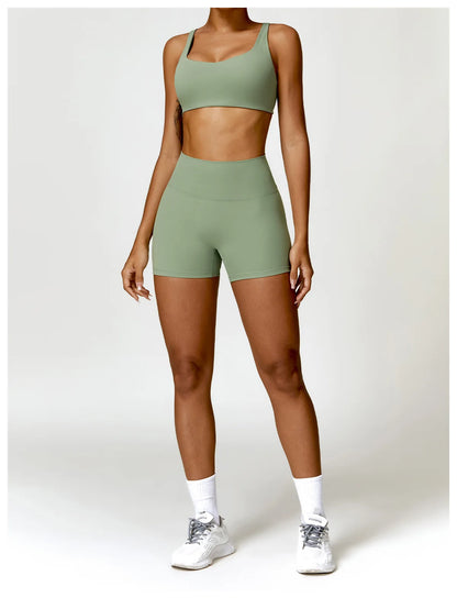 Conjunto de chándal de yoga para mujer, 2 piezas, ropa deportiva para entrenamiento, ropa deportiva, leggings de gimnasio, sujetador de fitness, top corto, trajes deportivos de manga larga