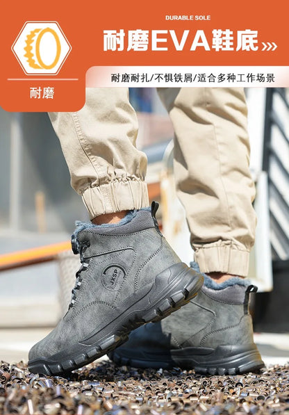 Botas altas unisex antigolpes y antipinchazos con puntera de acero más ancha, cierre de Kevlar, elástico y aptas para otoño e invierno. Fabricadas con Kevlar estándar europeo.