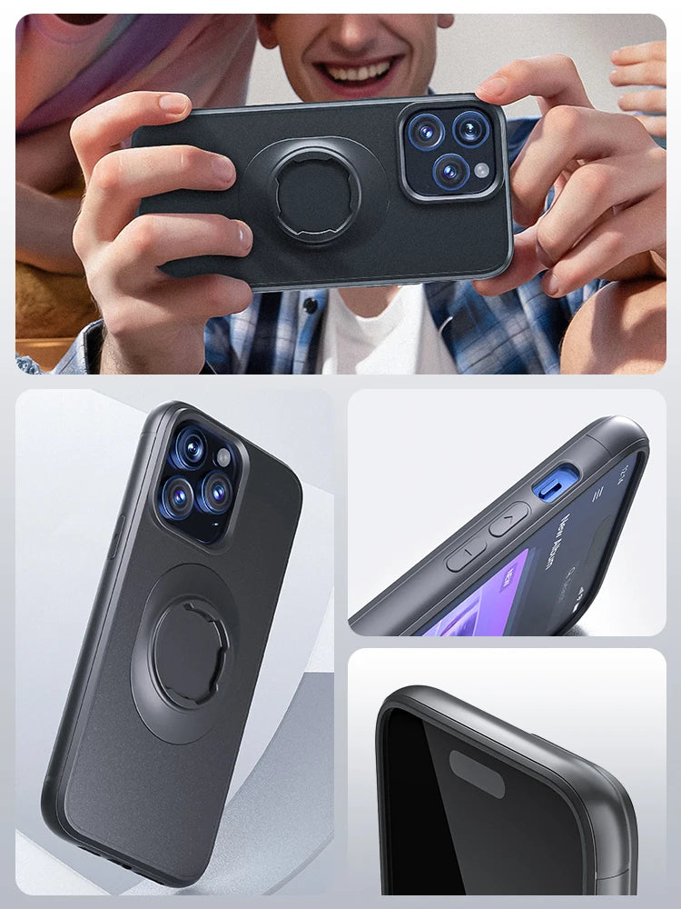 Funda a prueba de golpes para iPhone 16/15/14Plus/13/12/11 Pro/Xs Max/XR con soporte de bloqueo rápido y adaptador para soporte Quad Moto QL