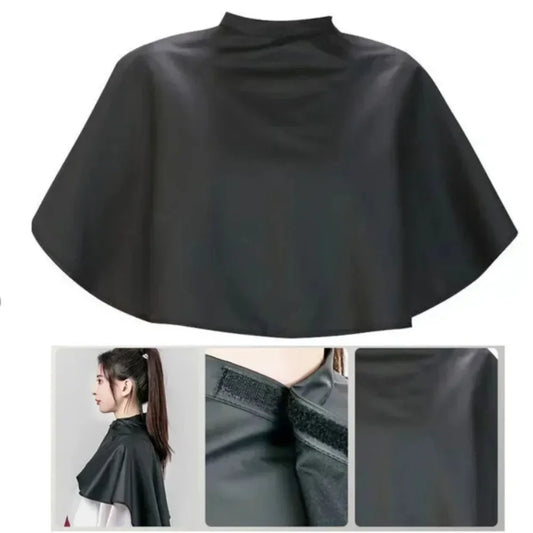 Capa de tela para teñir el cabello, corta, cuadrada, negra, impermeable, para peluquería, peluquería, corte de pelo, capa de tela para peluquería.