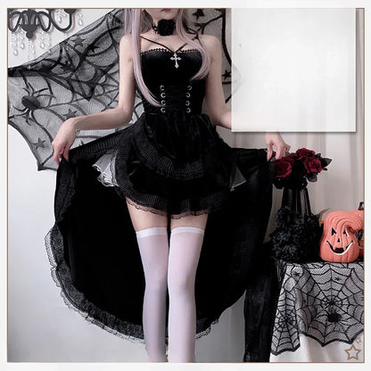 European and American Diablo Gothic Halloween Costume Ladies Dress Dovetail Witch Vampire Bride Performance Costume