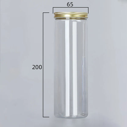 Frasco de plástico transparente de 15 tamaños con tapas de aluminio rosa, contenedor vacío para crema facial, contenedor de cosméticos, botellas rellenables de viaje doradas.