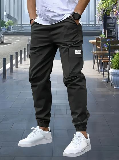 Pantalones cargo para hombre, estilo deportivo, para actividades al aire libre, largos, informales, de otoño, con múltiples bolsillos, resistentes, ideales para el trabajo.