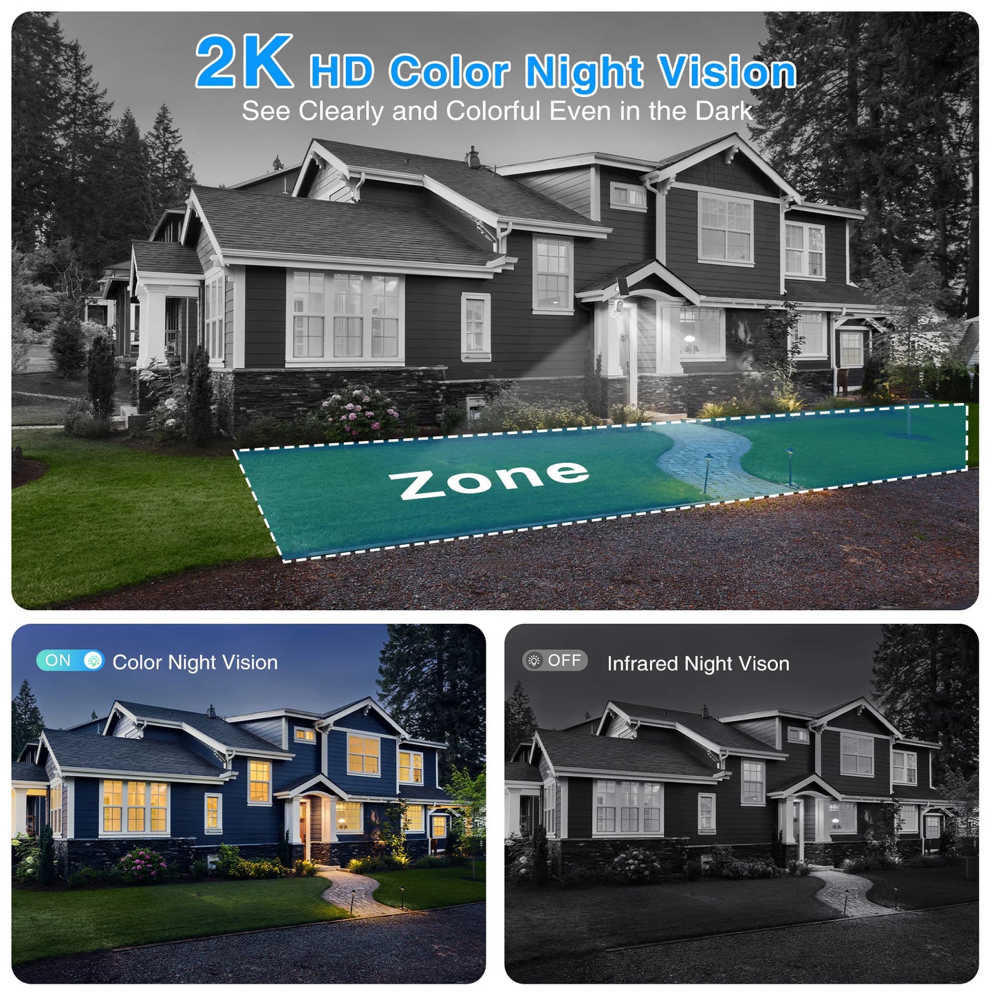 Cámara de seguridad tipo bala inalámbrica para exteriores, 1080p, WiFi, con alimentación solar y batería, tipo batería, con sensor de movimiento PIR, almacenamiento en la nube y audio bidireccional.