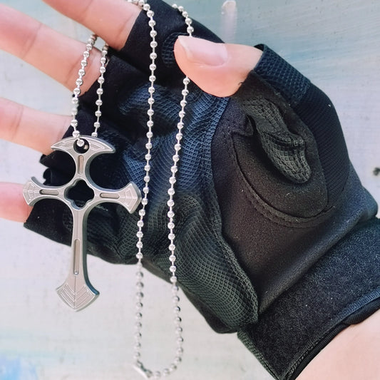 Collar de cruz para hombre, llavero de autodefensa, accesorios con cuentas, cadena colgante, EDC, multiherramientas, joyería de moda, gadgets geniales.