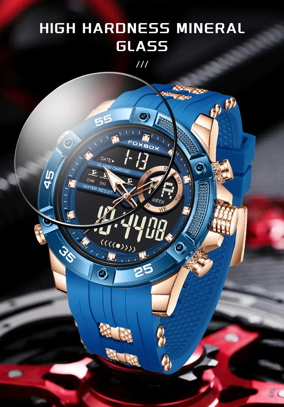 Nuevo reloj de pulsera de cuarzo original de lujo de la marca FOXBOX para hombre, reloj analógico digital resistente al agua de estilo militar a la moda para hombre