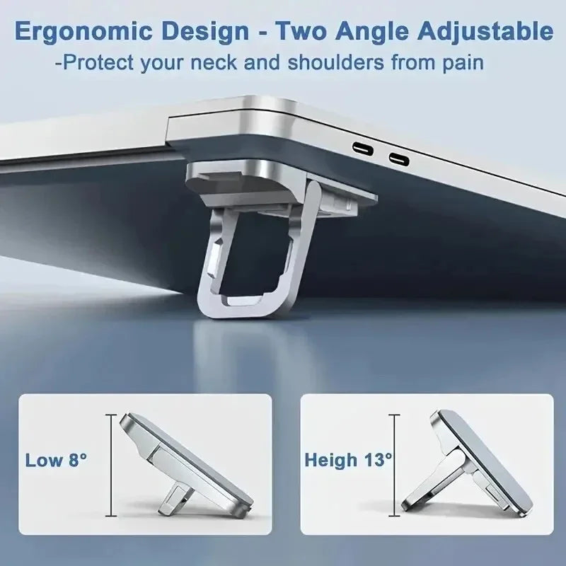 Mini soporte portátil de aleación de zinc para portátil, 2 unidades por juego, ángulos ajustables, plegable, invisible, para refrigeración de MacBook y Notebook.