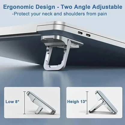 Mini soporte portátil de aleación de zinc para portátil, 2 unidades por juego, ángulos ajustables, plegable, invisible, para refrigeración de MacBook y Notebook.