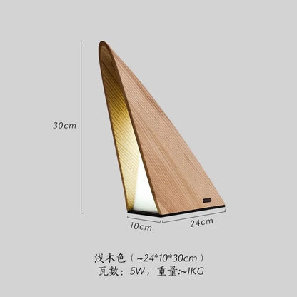 Lámpara de cama sencilla y moderna para dormitorio, luz de noche pequeña, madera maciza, iluminación creativa de ambiente USB.