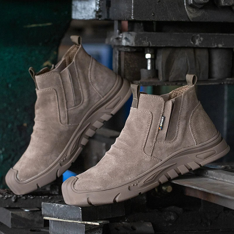 Botas de trabajo con puntera de acero, calzado de trabajo antiperforación para hombre, zapatos de trabajo indestructibles, zapatos de trabajo para exteriores, botas de seguridad para hombre.